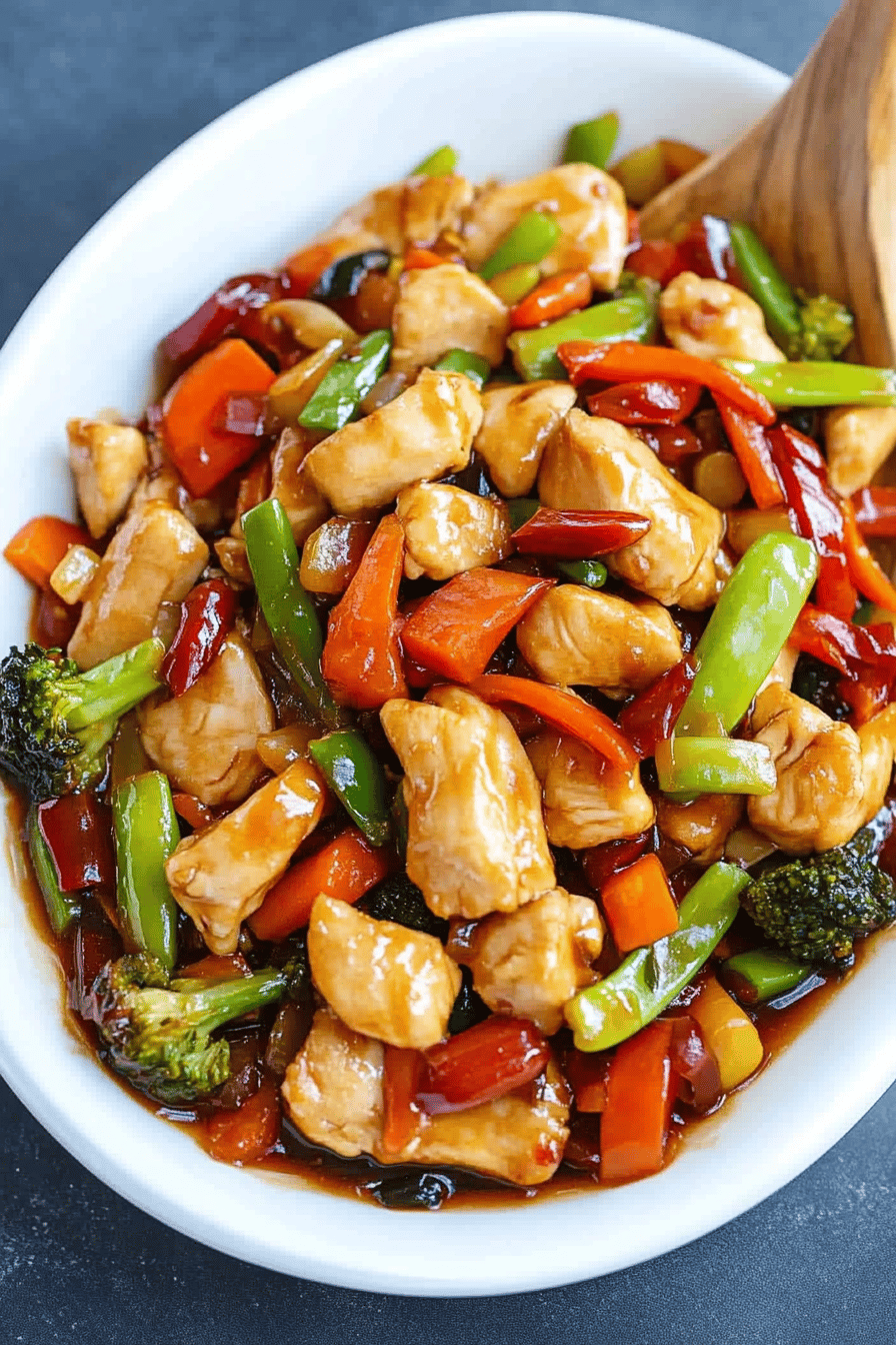 Chicken Stir Fry slice on plate showing perfect texture and swirl pattern