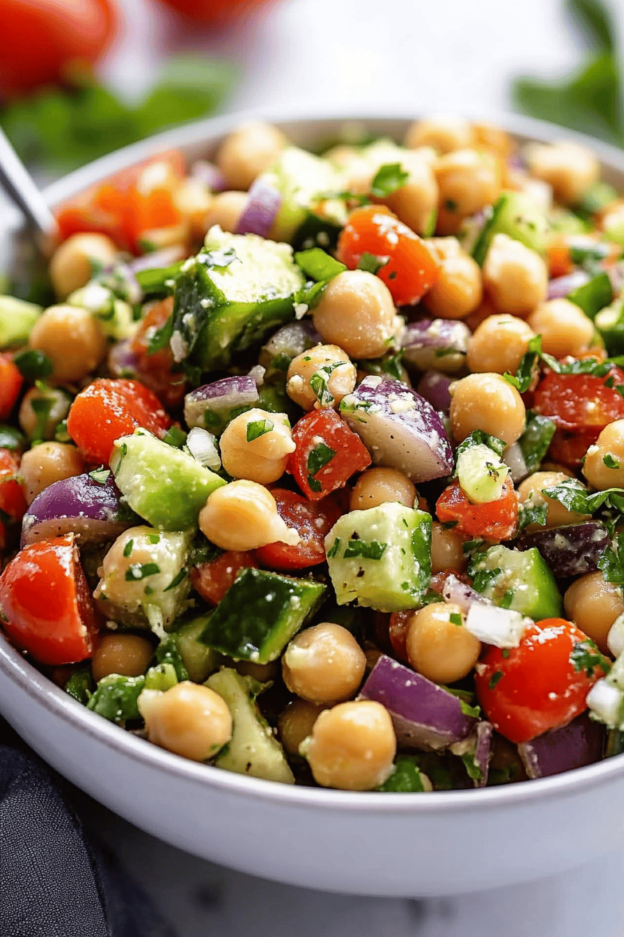 Chickpea Salad Recipe slice on plate showing perfect texture and swirl pattern