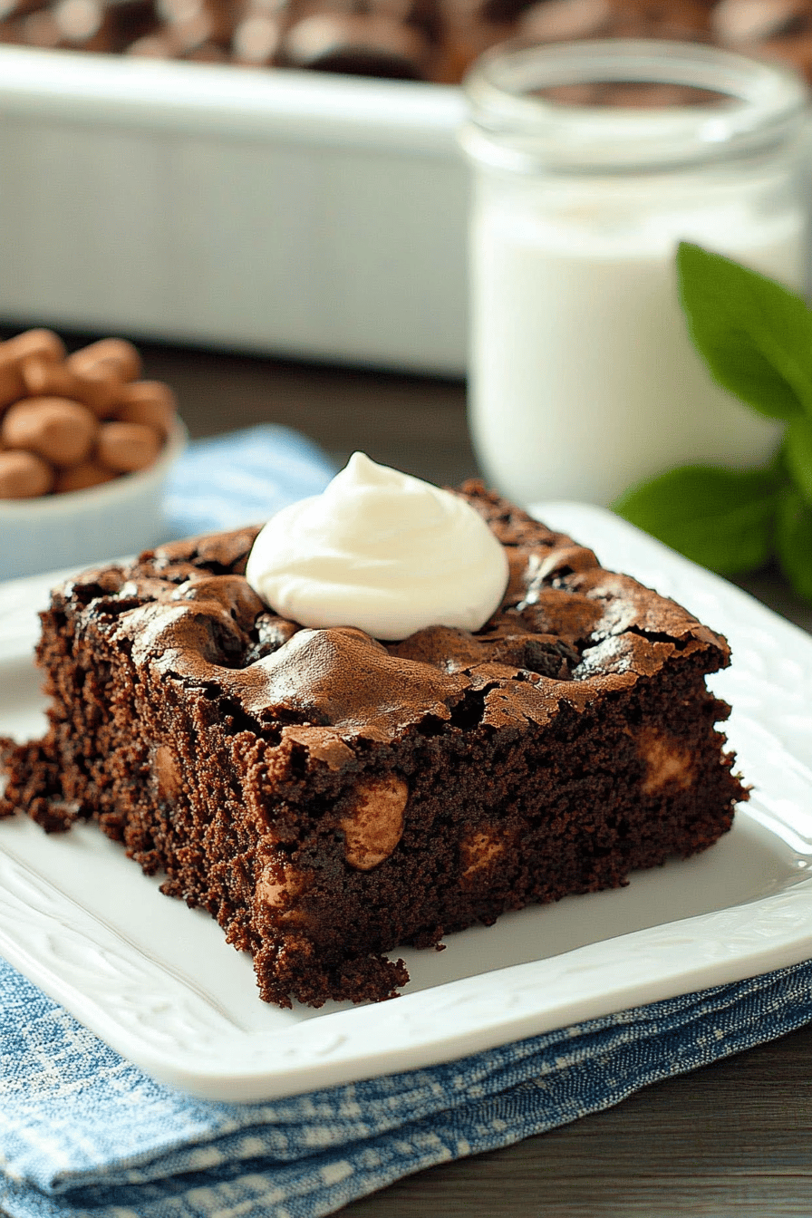 Chocolate Dump Cake final dish beautifully presented and ready to serve