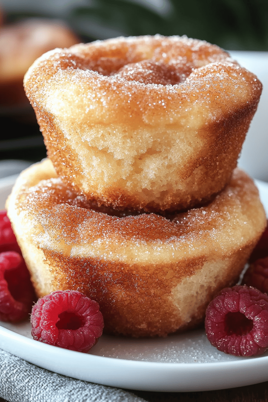 Cinnamon Sugar French Toast Muffins slice on plate showing perfect texture and swirl pattern
