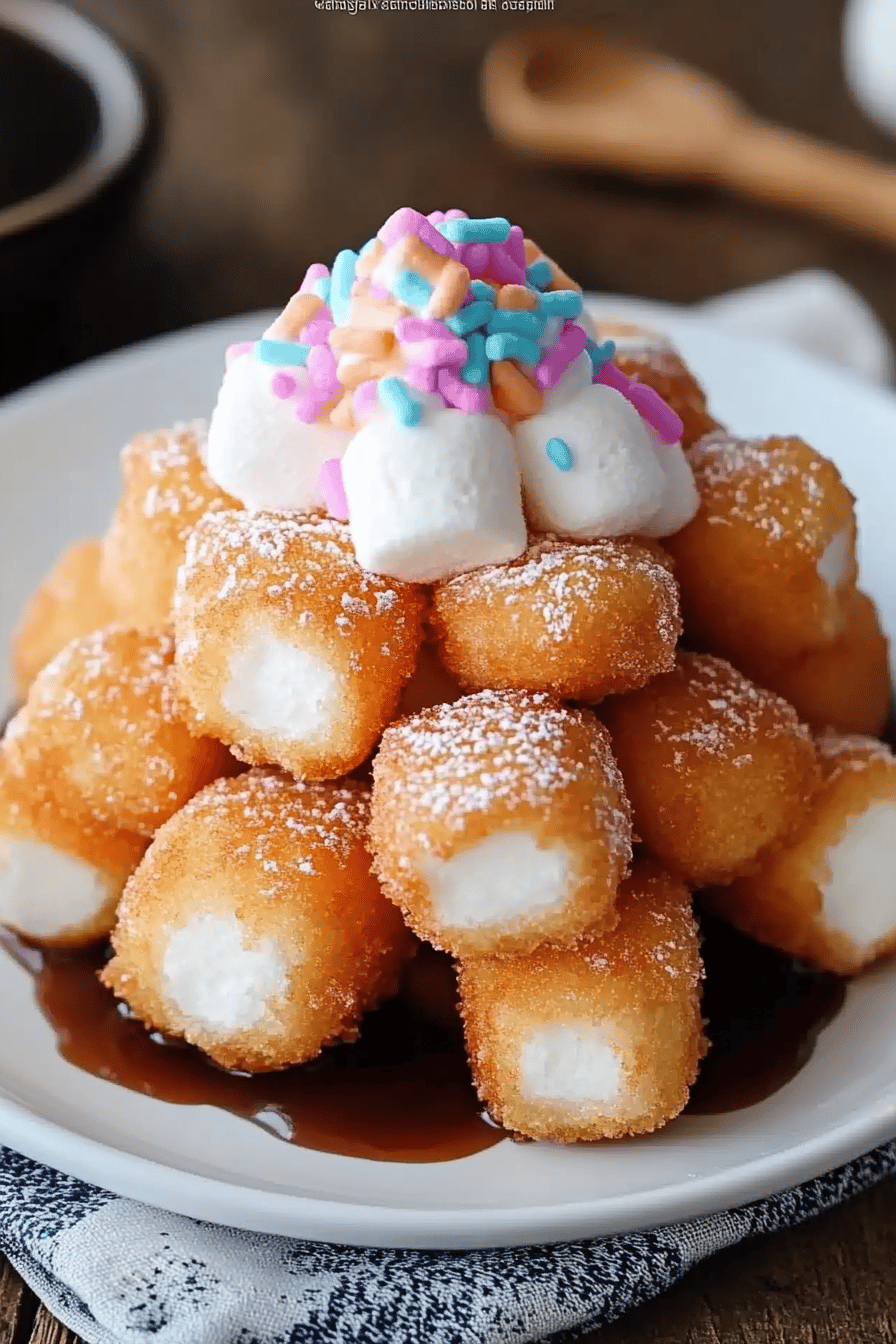 Crispy Deep-Fried Marshmallows ingredients organized and measured on kitchen counter