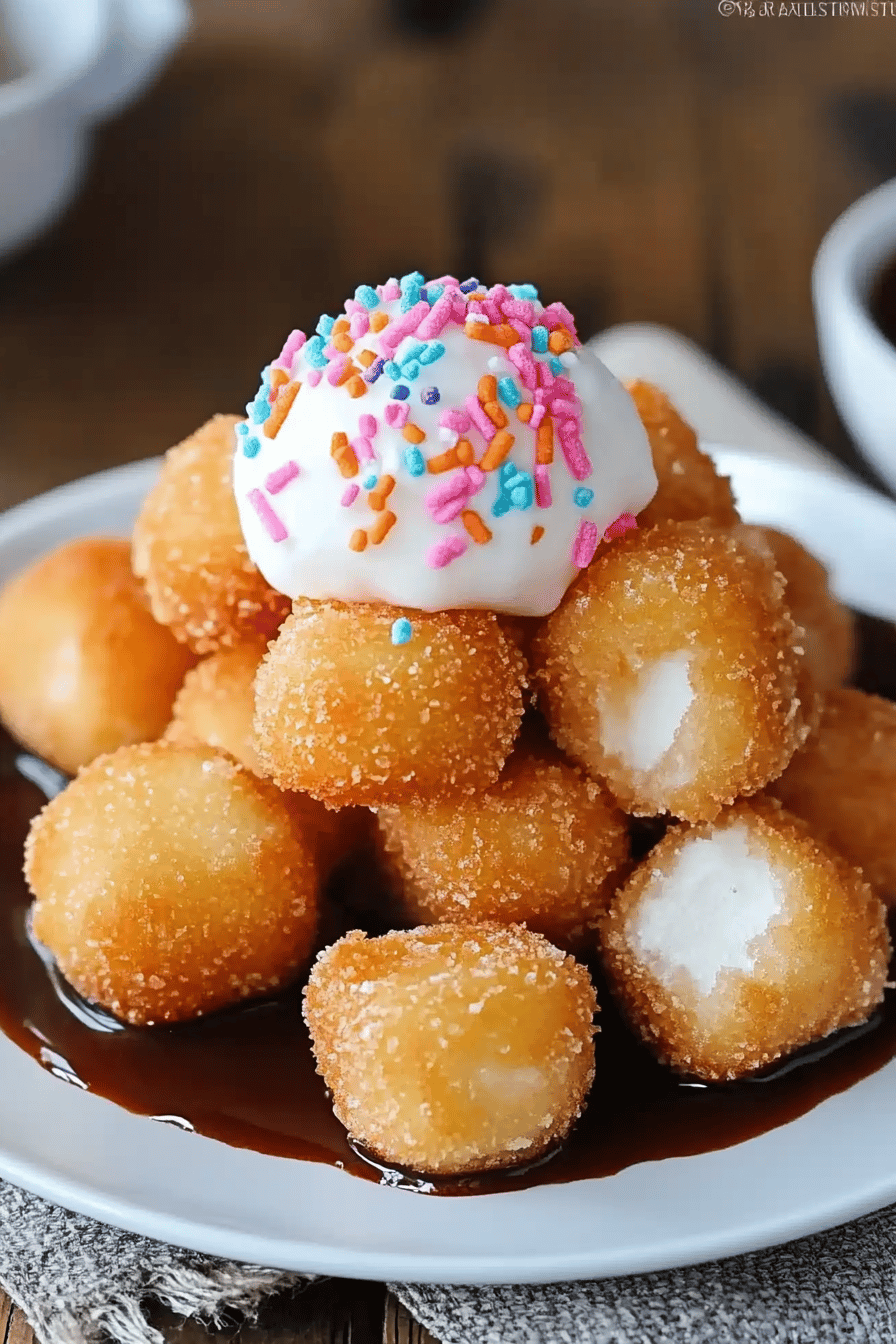 Crispy Deep-Fried Marshmallows slice on plate showing perfect texture and swirl pattern