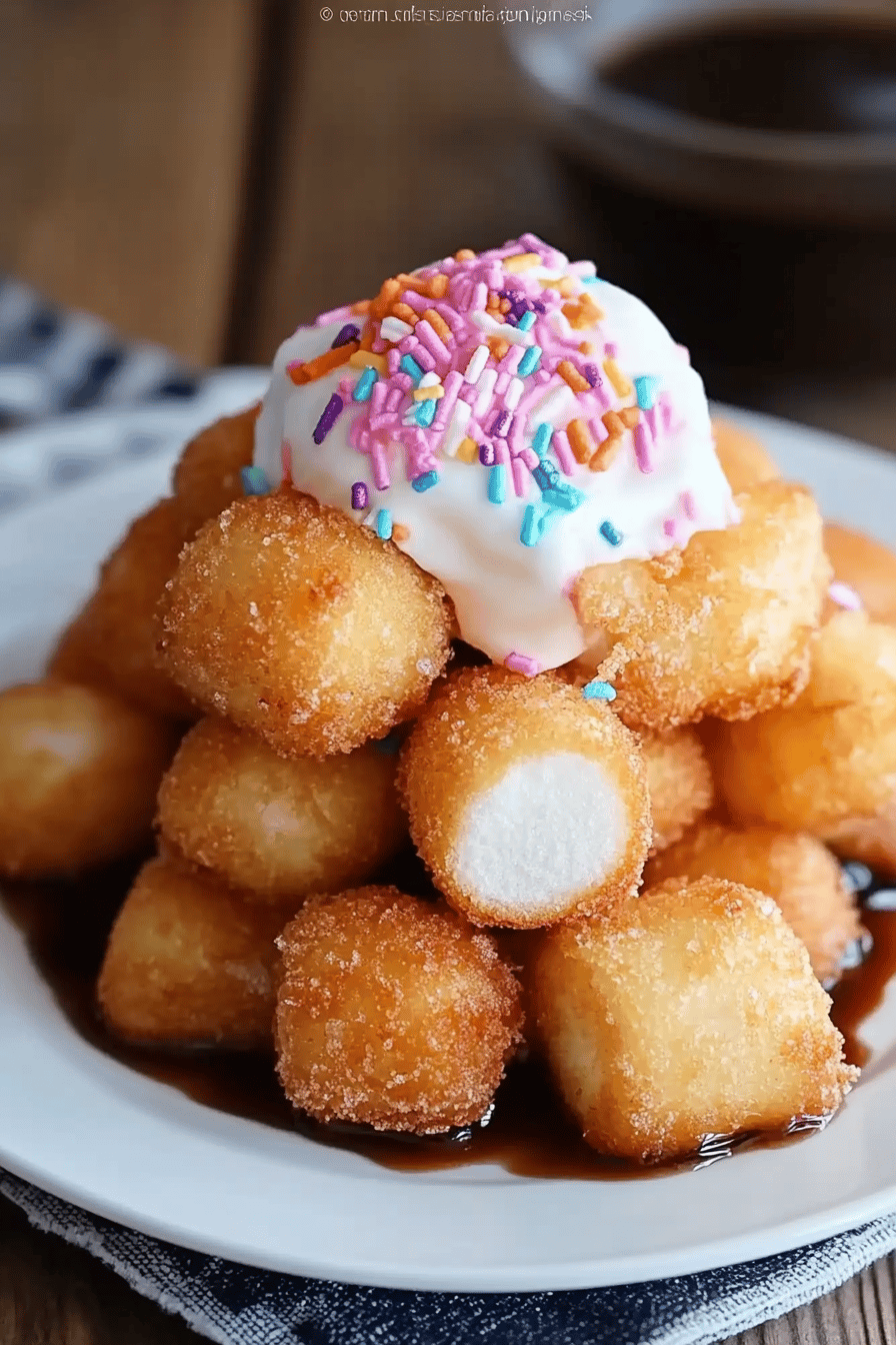 Crispy Deep-Fried Marshmallows final dish beautifully presented and ready to serve