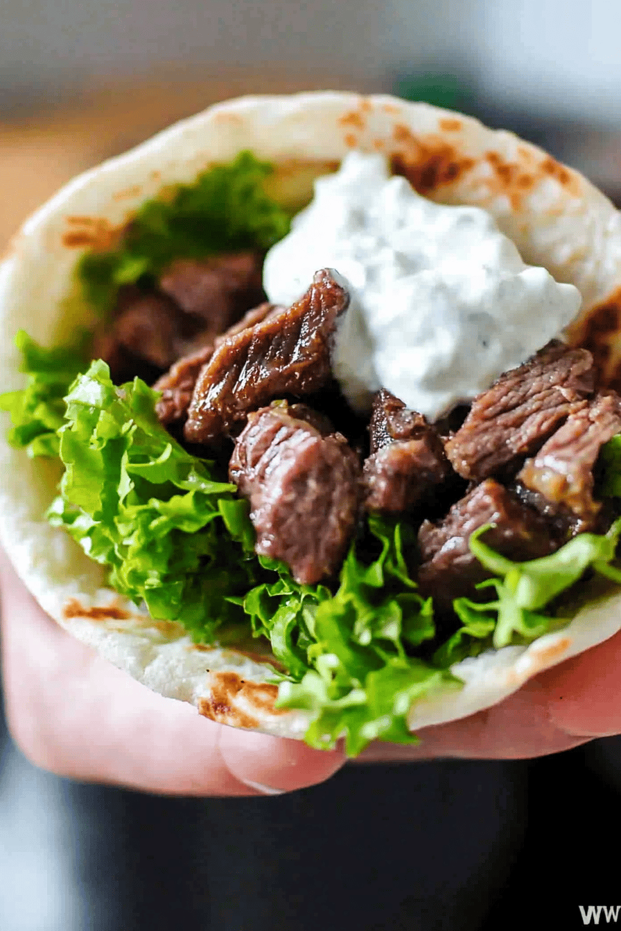Crock Pot Beef Gyros final dish beautifully presented and ready to serve