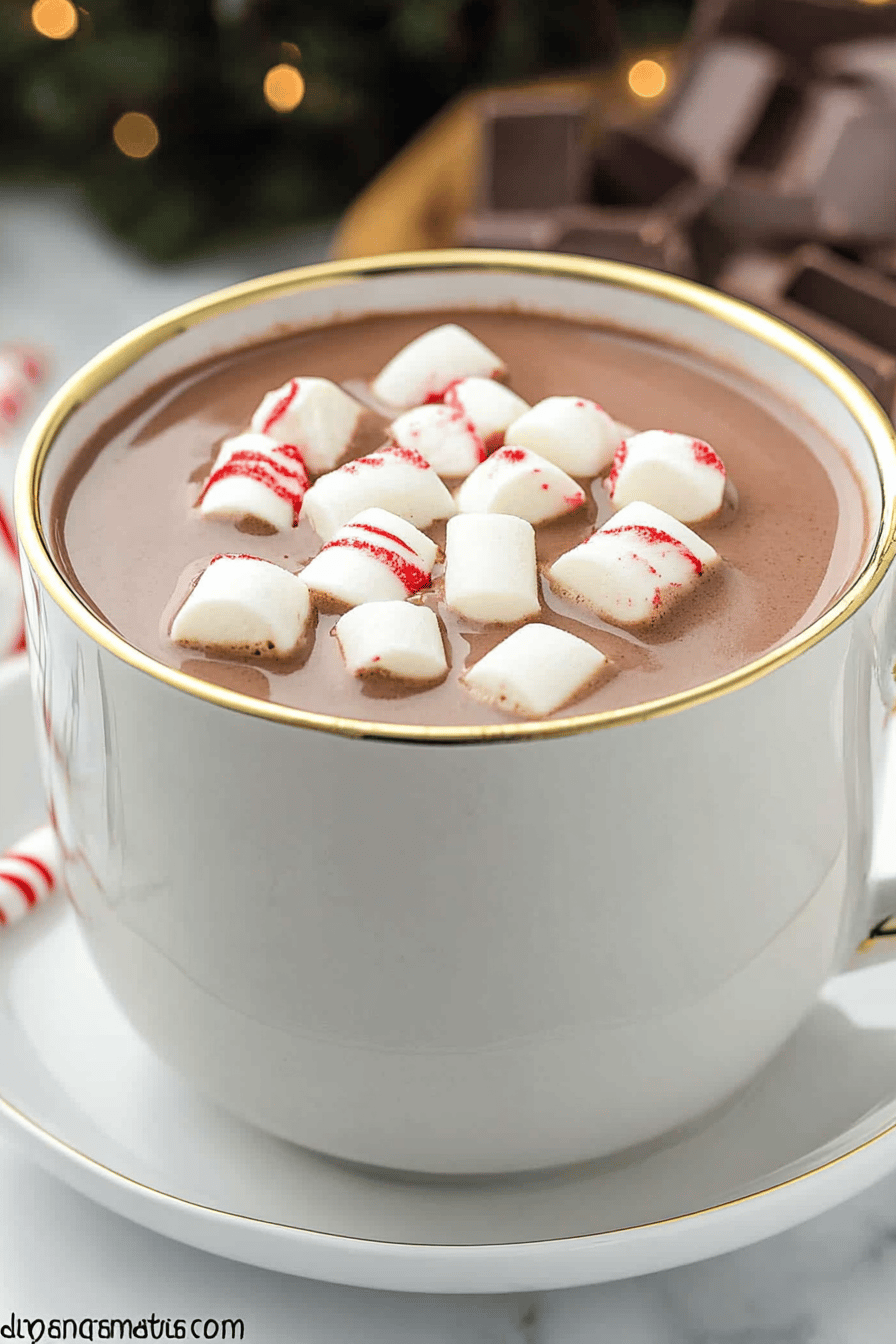Crockpot Peppermint Hot Chocolate final dish beautifully presented and ready to serve
