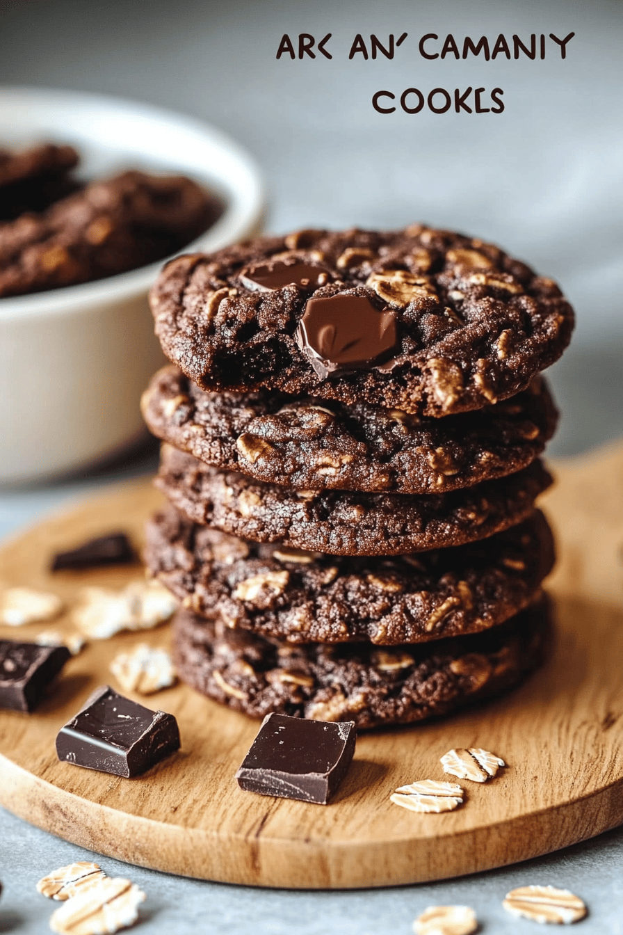 Dark Chocolate Oatmeal Cookies ingredients organized and measured on kitchen counter
