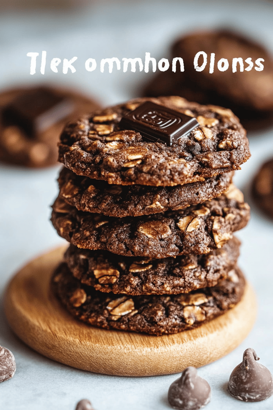 Dark Chocolate Oatmeal Cookies final dish beautifully presented and ready to serve