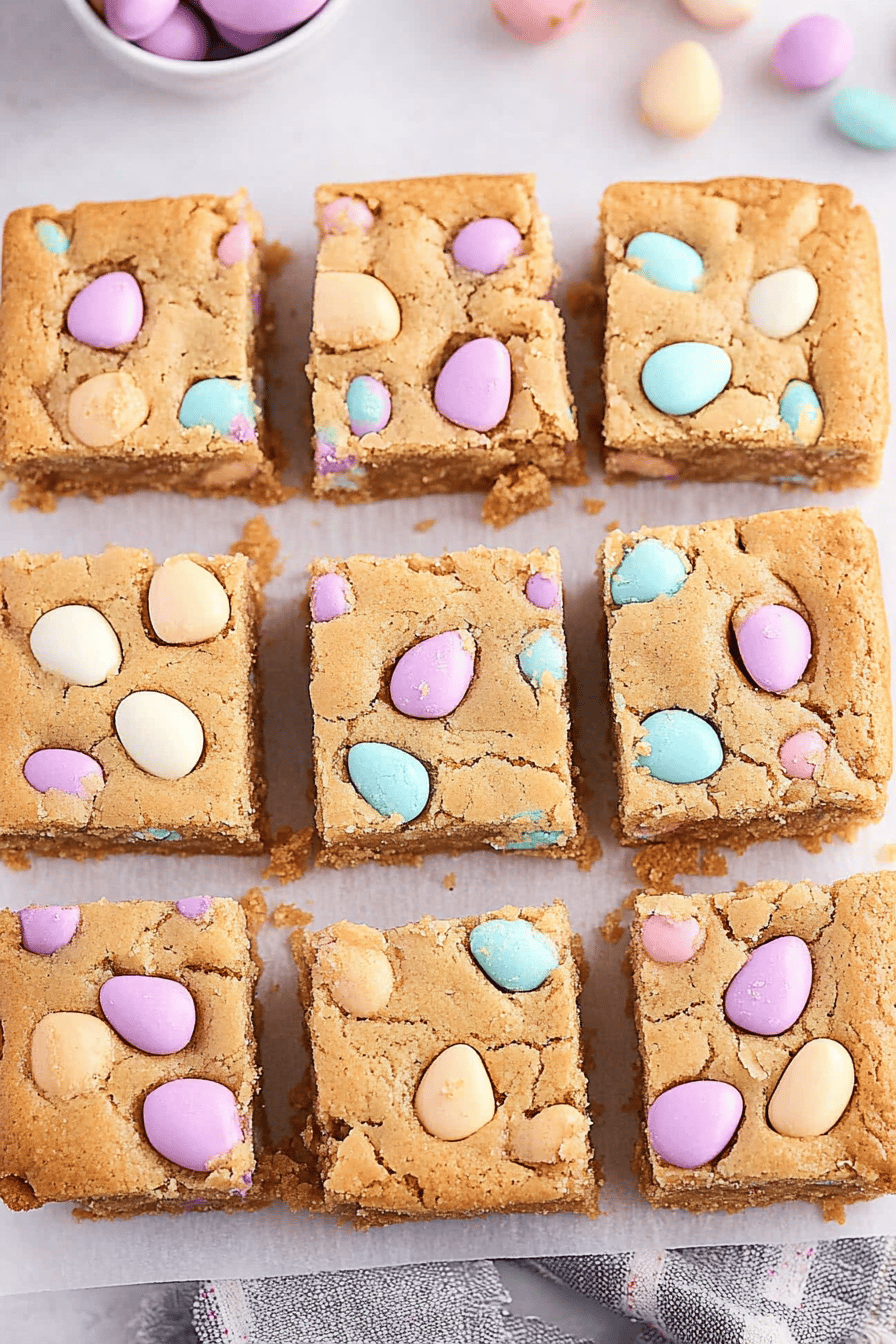 Easter Cookie Bars slice on plate showing perfect texture and swirl pattern