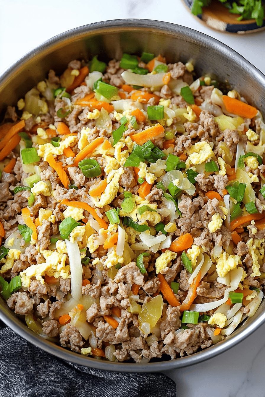 Egg Roll in a Bowl Recipe final dish beautifully presented and ready to serve