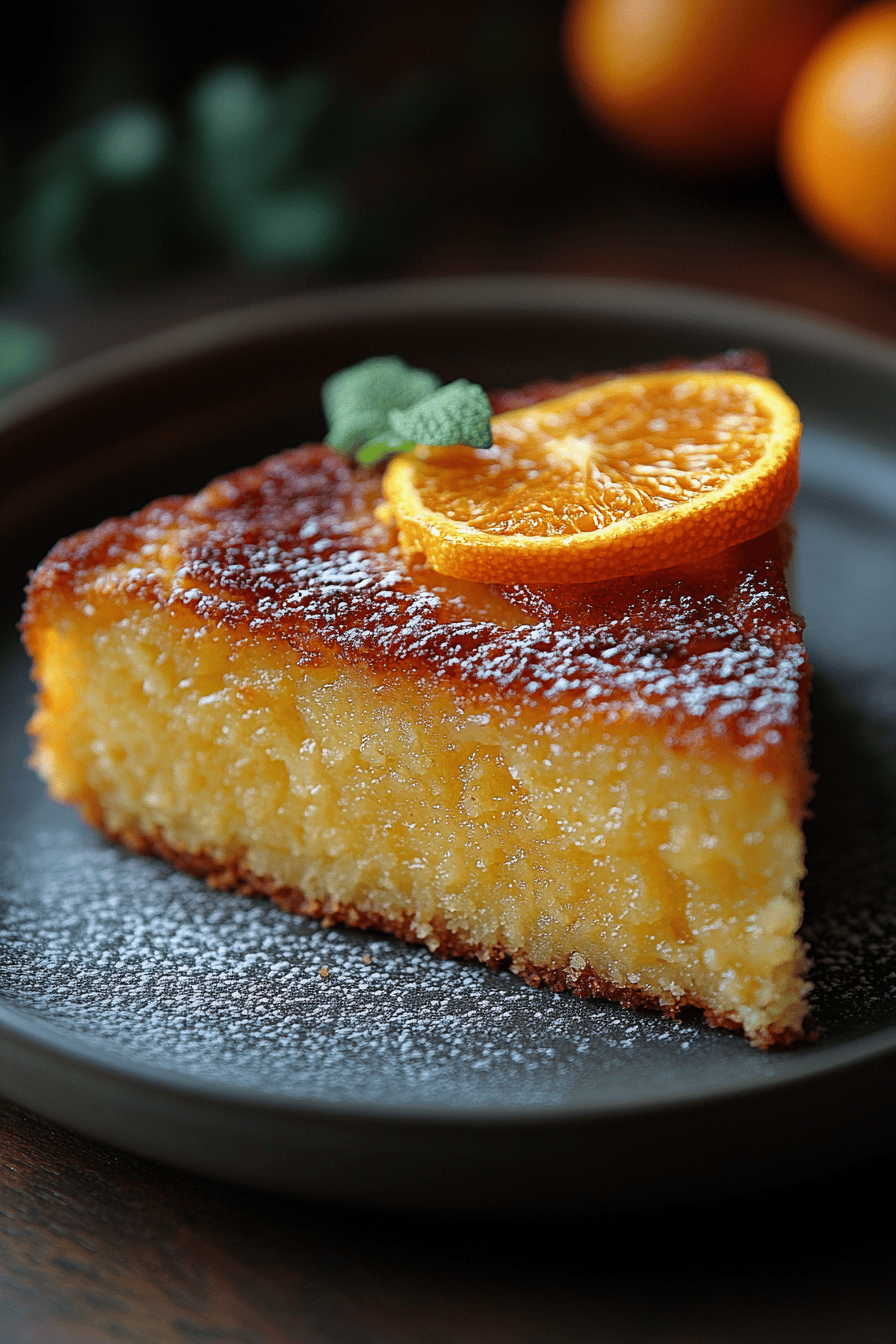 Flourless Orange Cake final dish beautifully presented and ready to serve