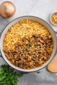 French Onion Beef and Noodles
