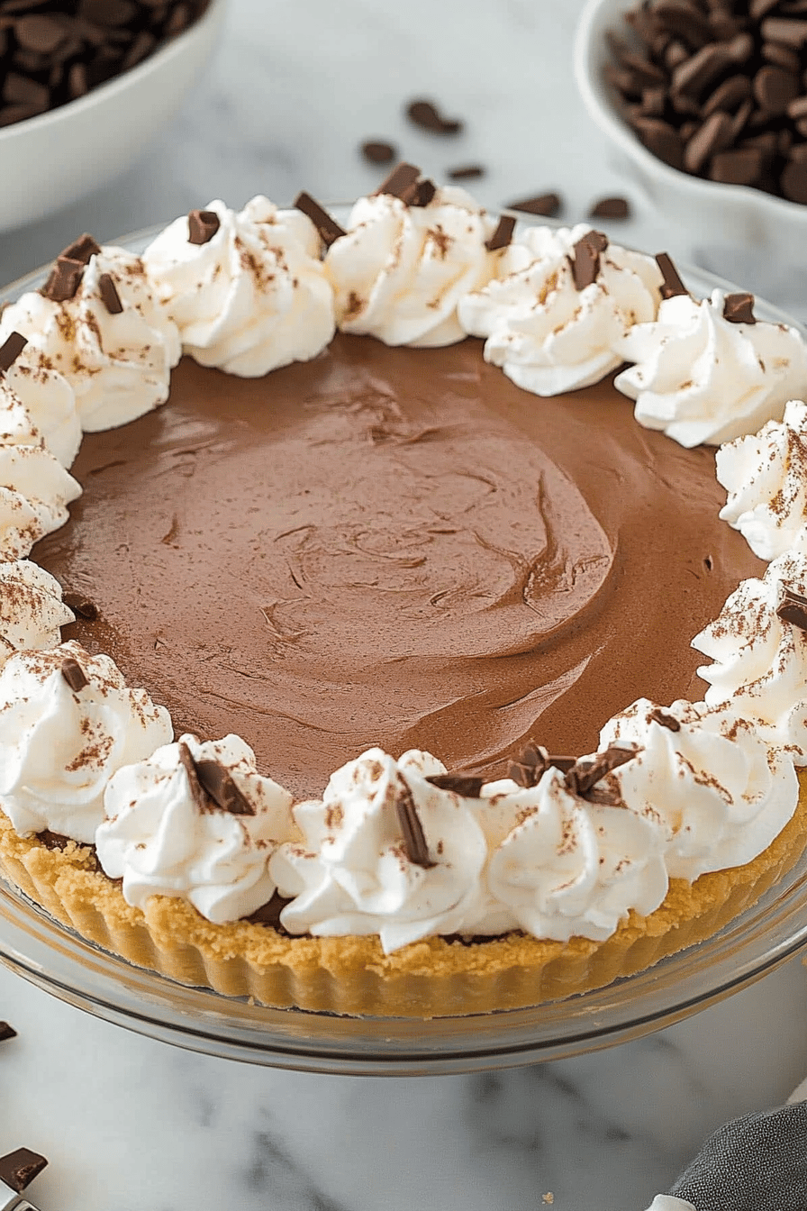French Silk Pie Recipe final dish beautifully presented and ready to serve