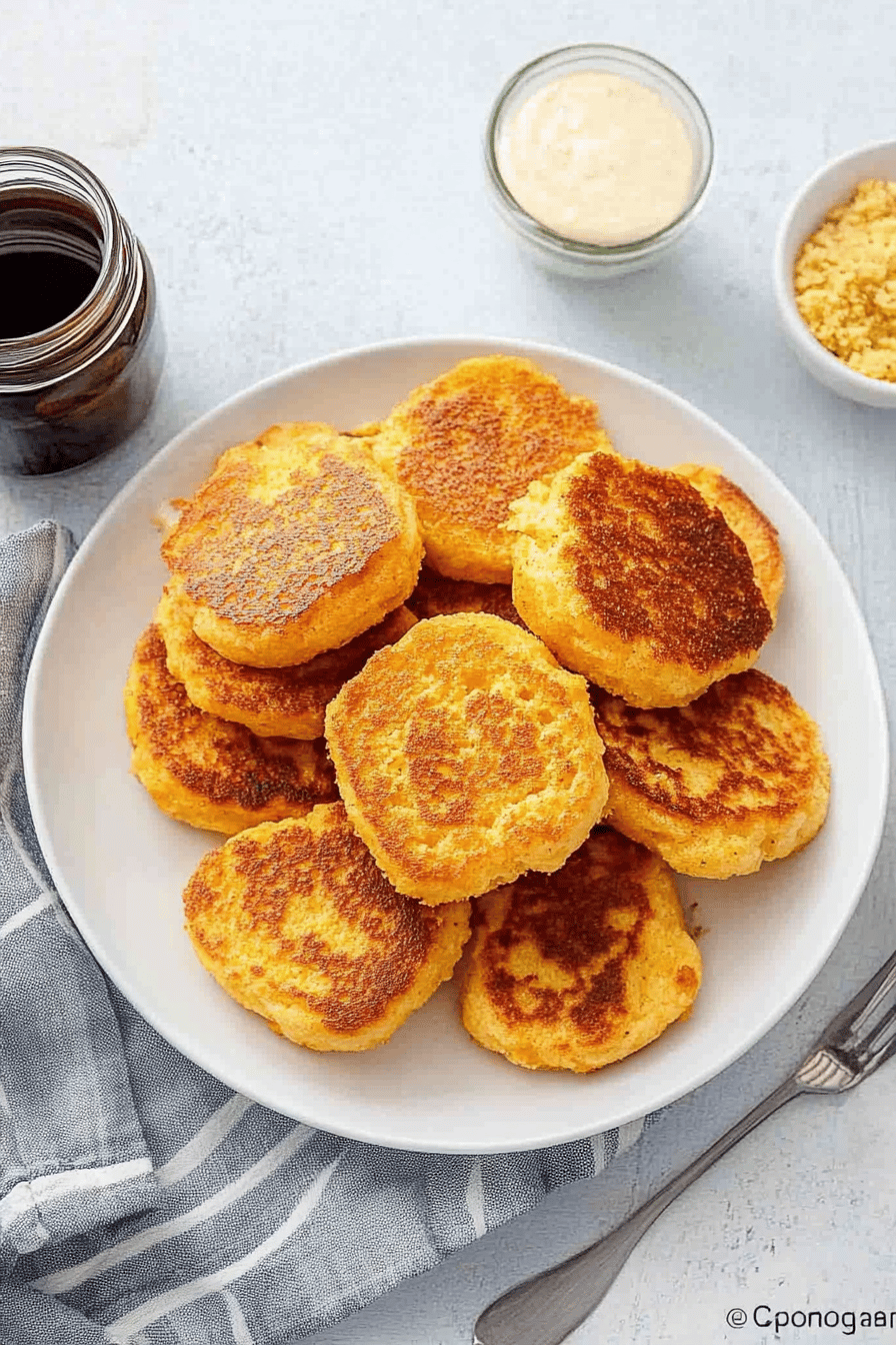 Fried Cornbread Recipe slice on plate showing perfect texture and swirl pattern