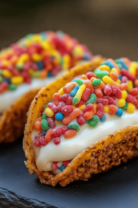Fruity Pebbles Cheesecake Tacos