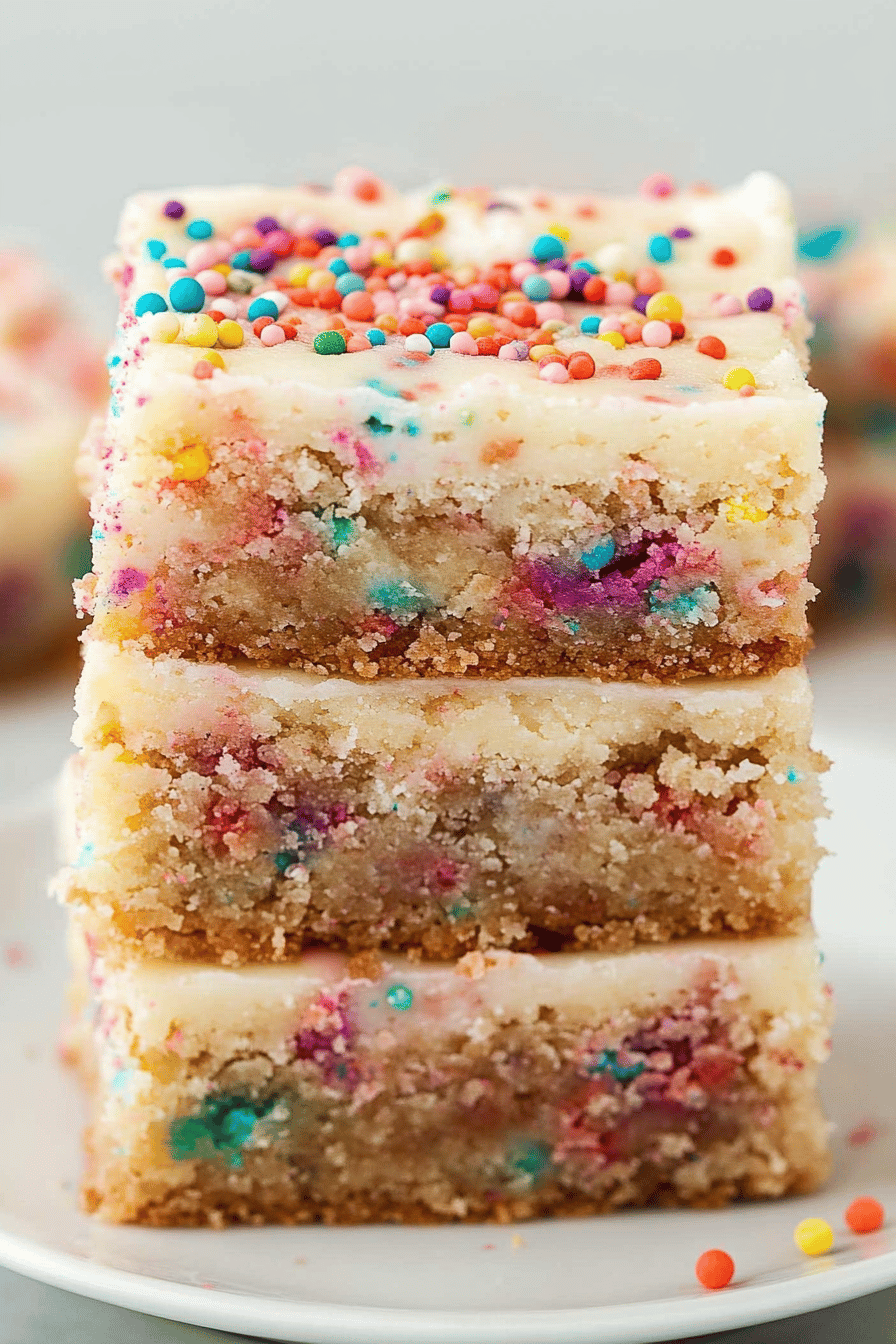 Funfetti Cookie Bars ingredients organized and measured on kitchen counter