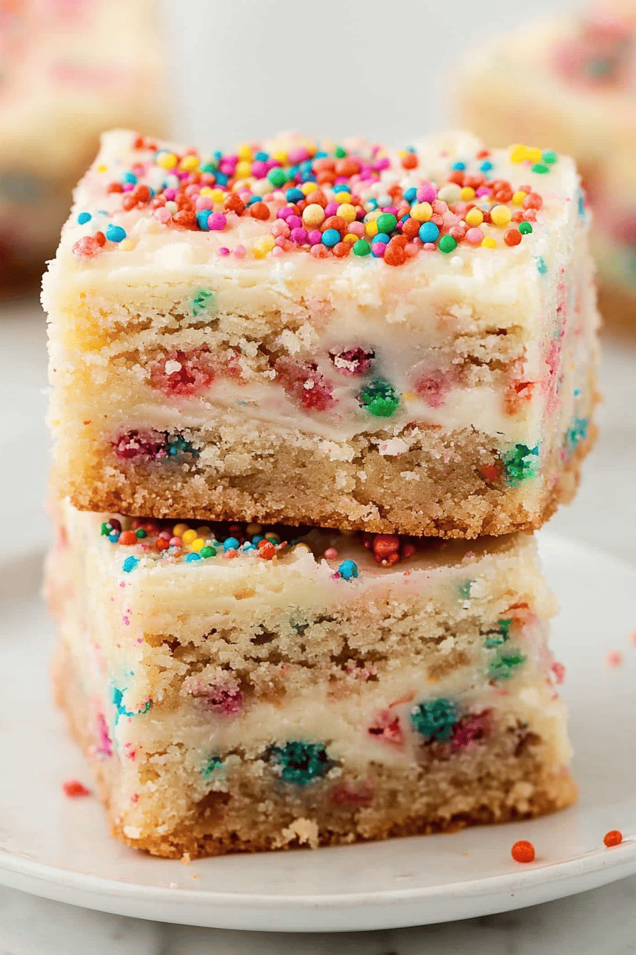 Funfetti Cookie Bars final dish beautifully presented and ready to serve