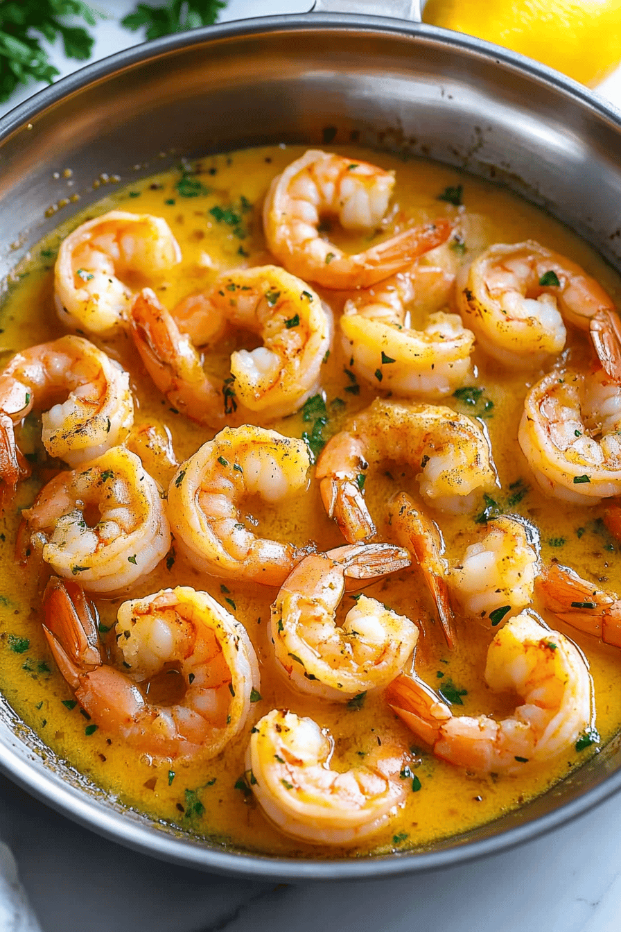 Garlic Butter Shrimp final dish beautifully presented and ready to serve