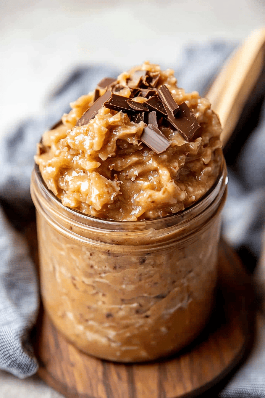 German Chocolate Cake Frosting final dish beautifully presented and ready to serve