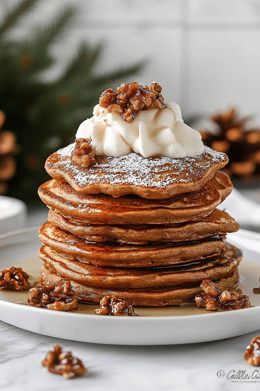 Gingerbread Pancakes ingredients organized and measured on kitchen counter