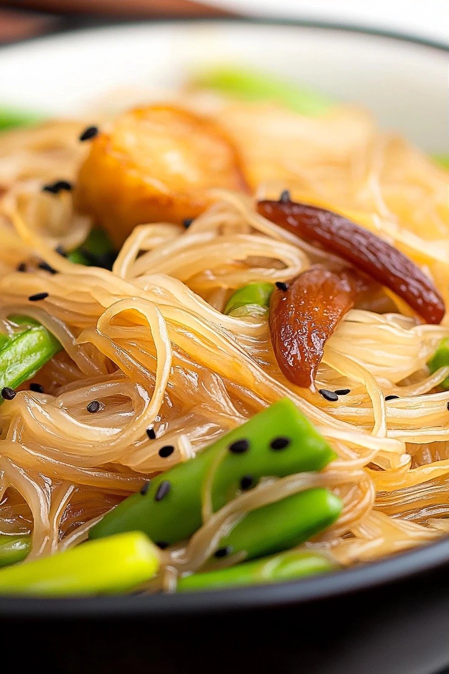 Gluten-Free Rice Noodles ingredients organized and measured on kitchen counter