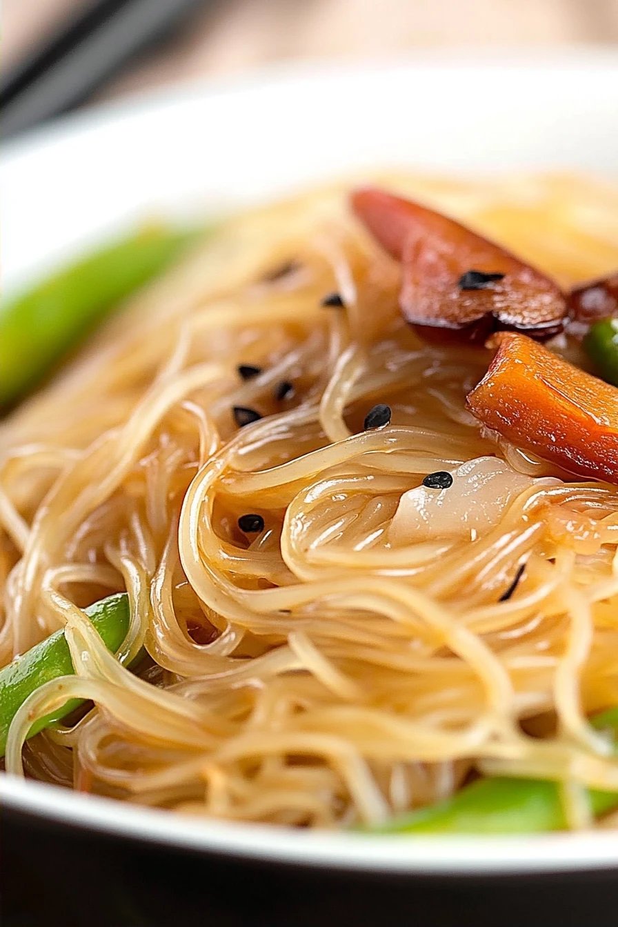 Gluten-Free Rice Noodles final dish beautifully presented and ready to serve