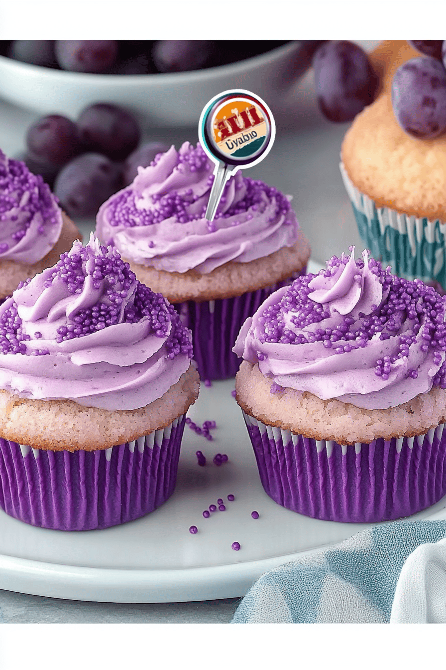 Grape Soda Cupcakes final dish beautifully presented and ready to serve