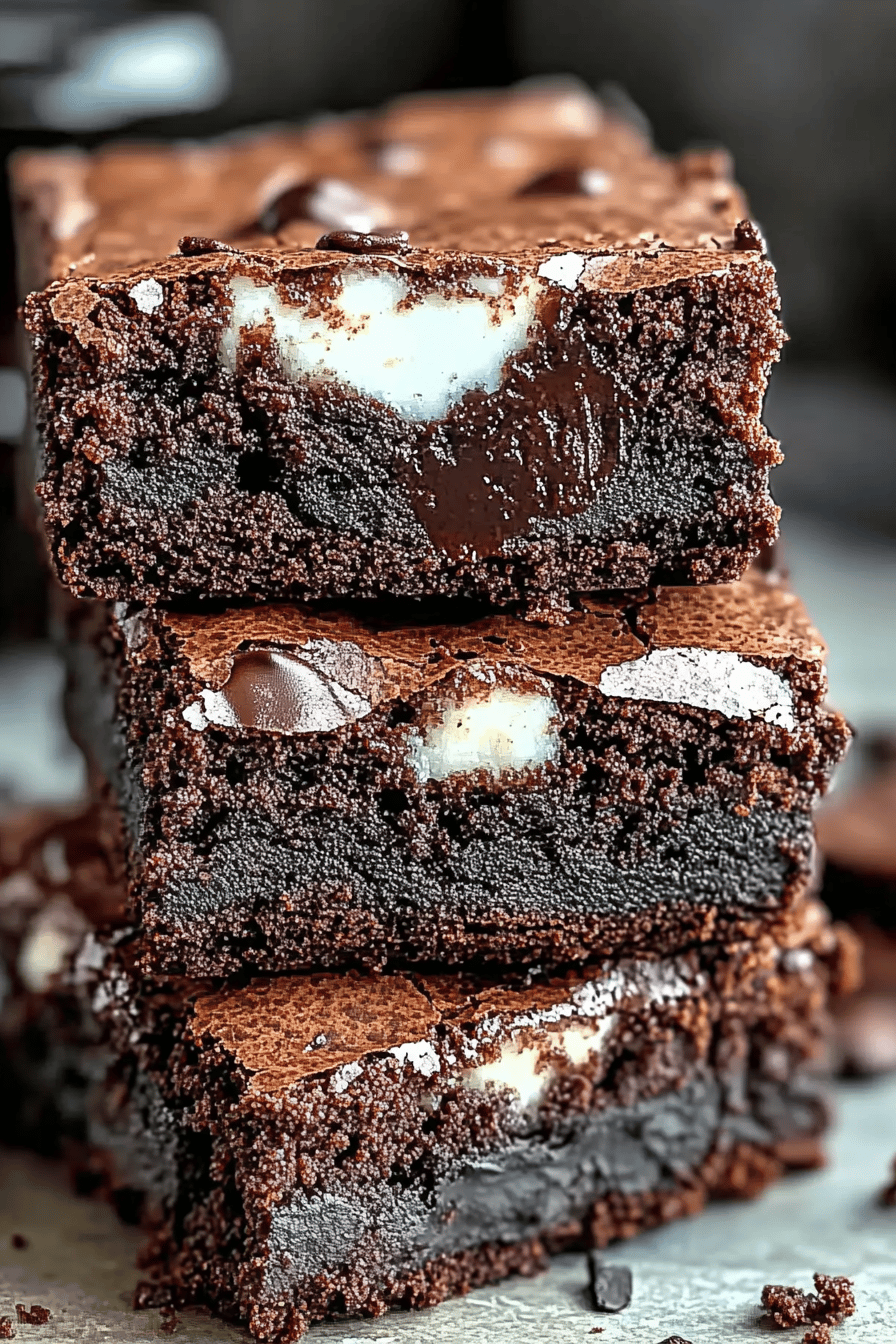 Greek Yogurt Brownies slice on plate showing perfect texture and swirl pattern