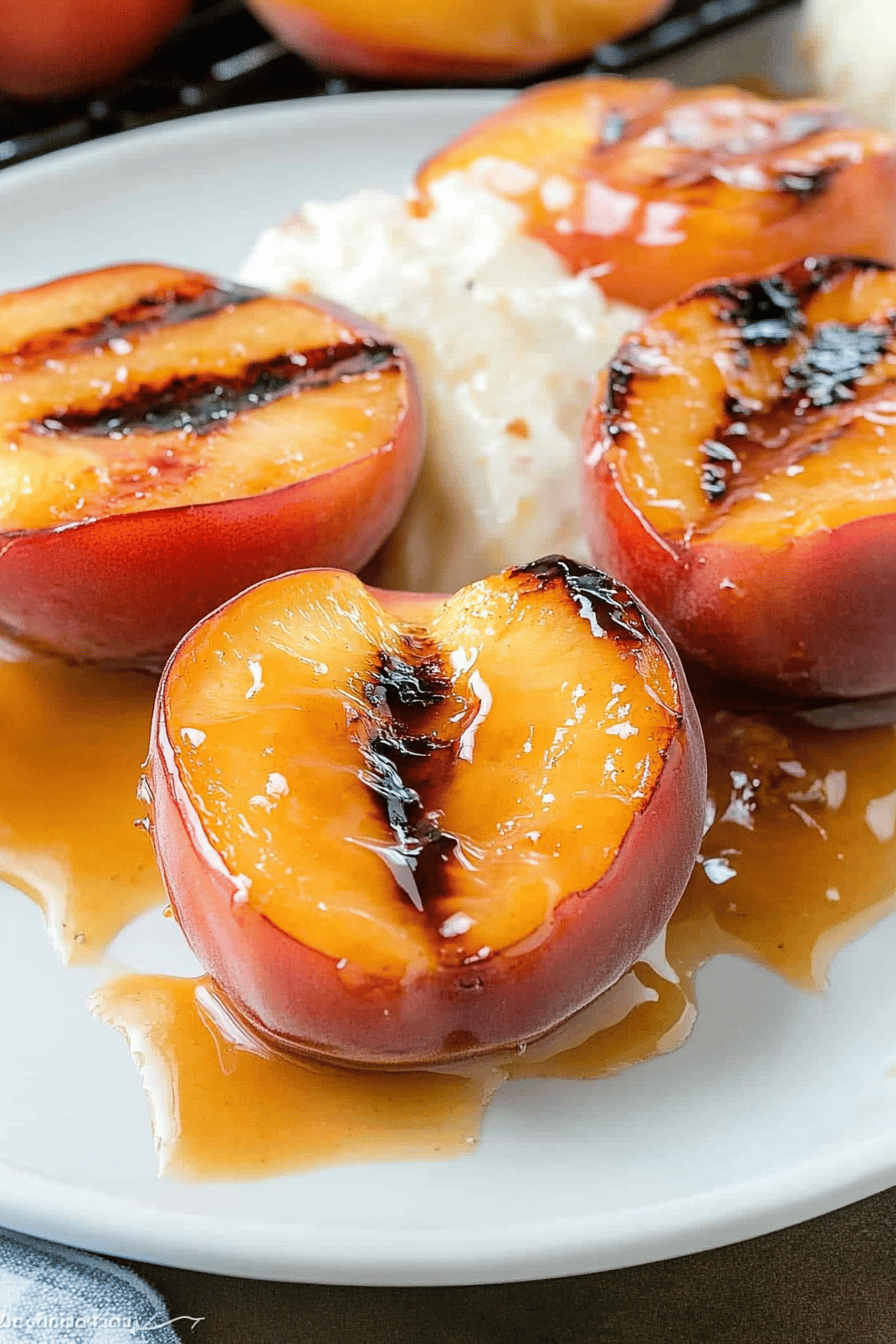 Grilled Peaches final dish beautifully presented and ready to serve