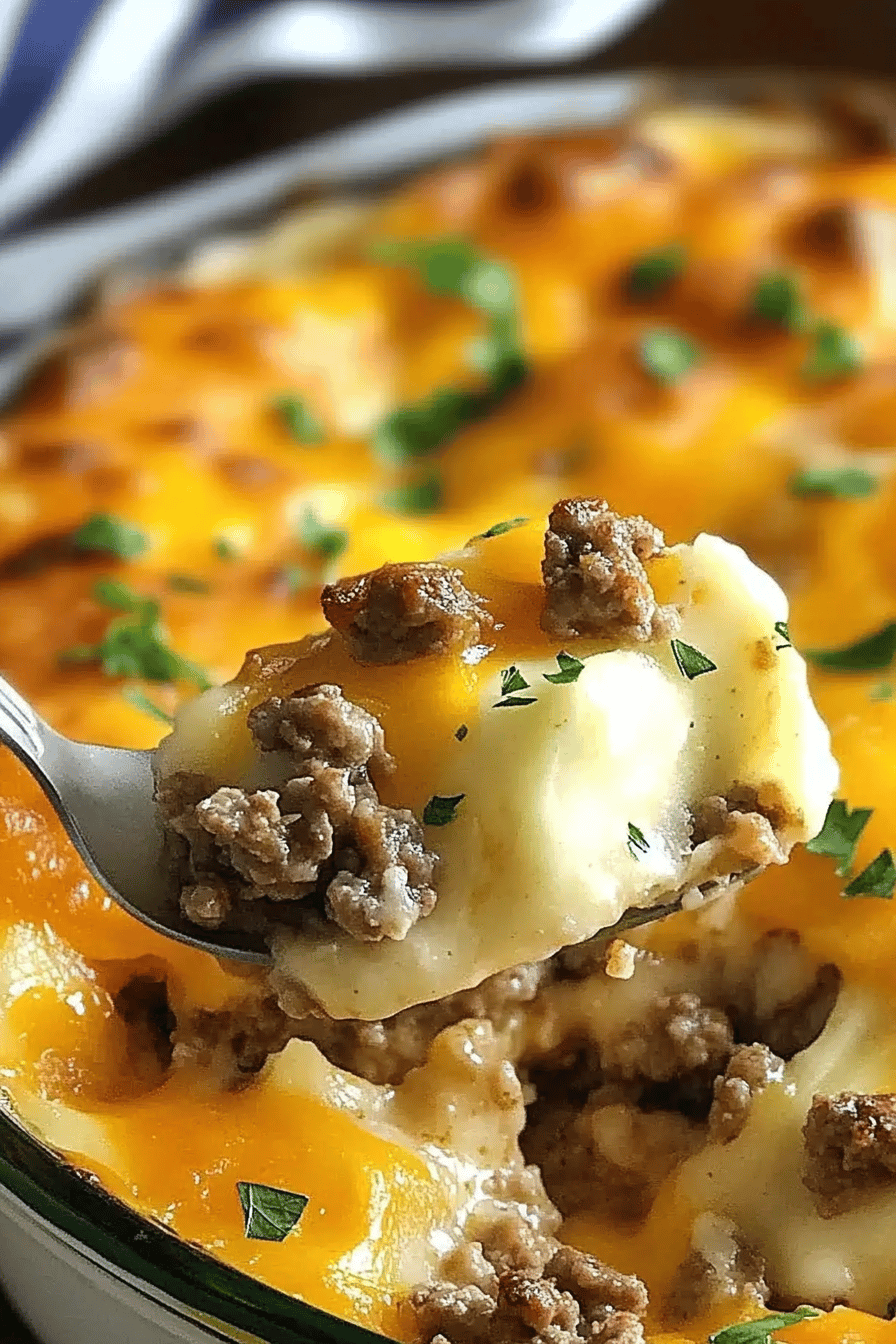 Ground Beef Casserole final dish beautifully presented and ready to serve