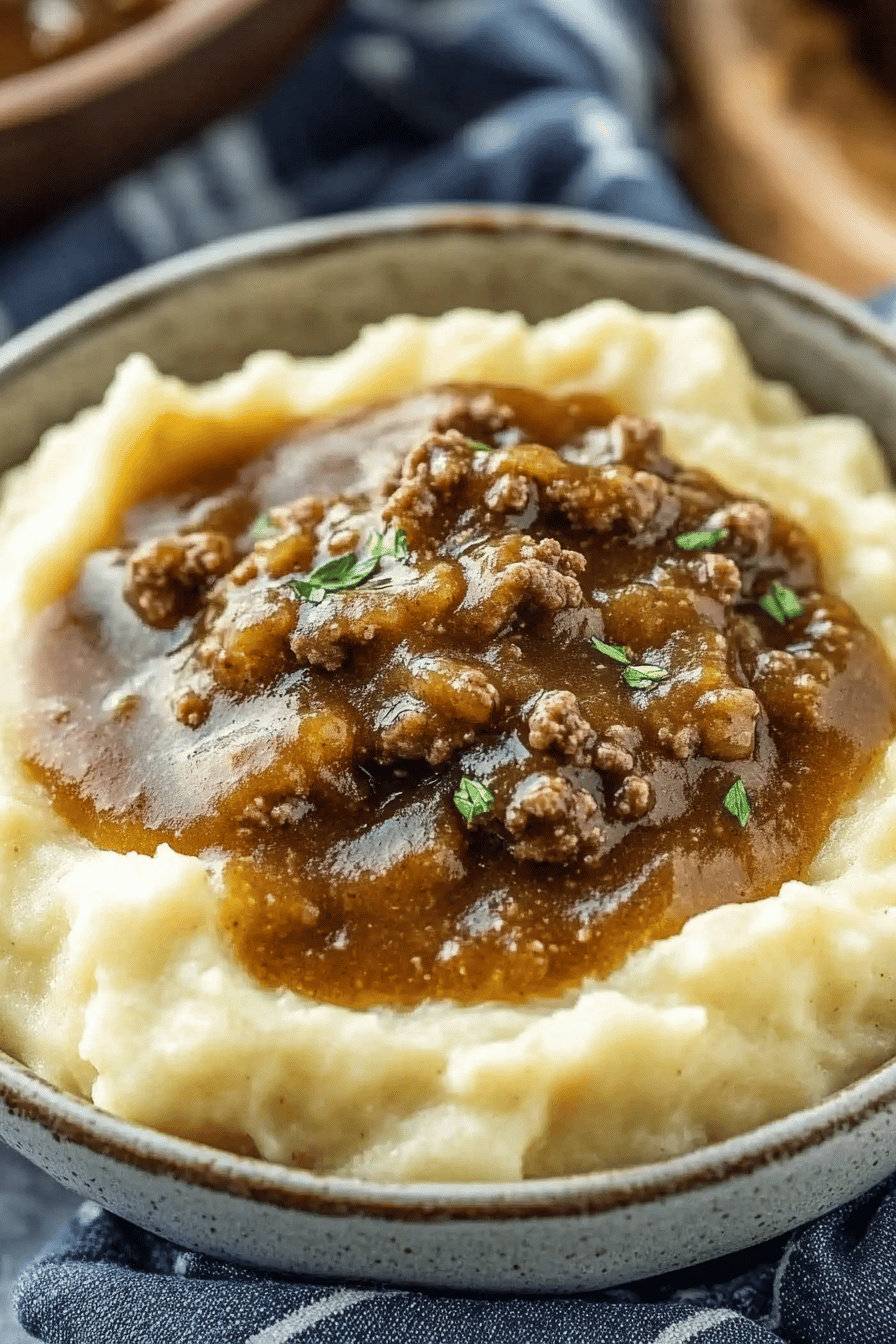 Ground Beef and Gravy Recipes final dish beautifully presented and ready to serve