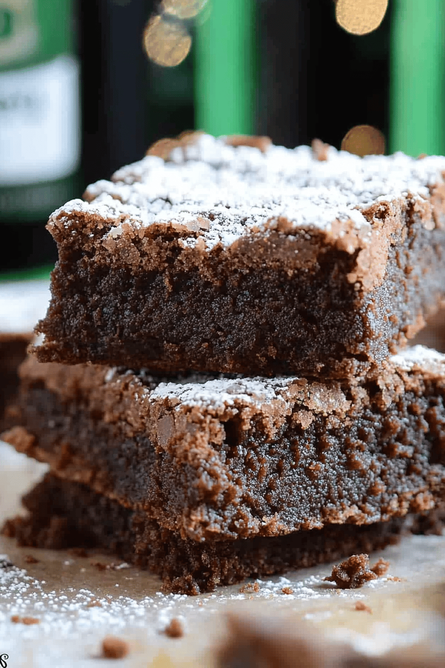 Guinness Brownies Irish Cream Frosting final dish beautifully presented and ready to serve