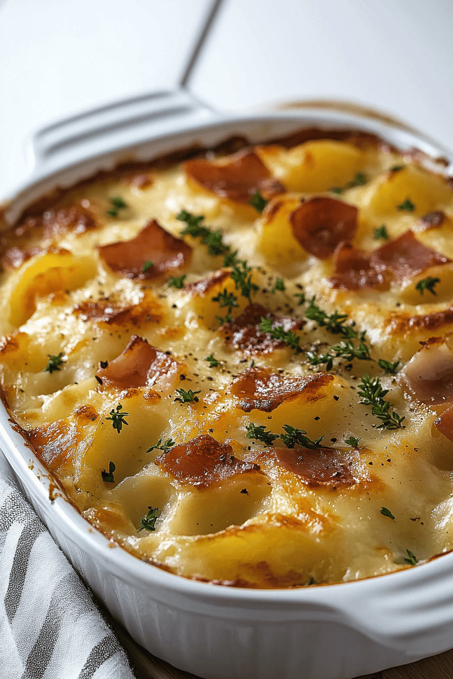 Ham and Potato Au Gratin final dish beautifully presented and ready to serve