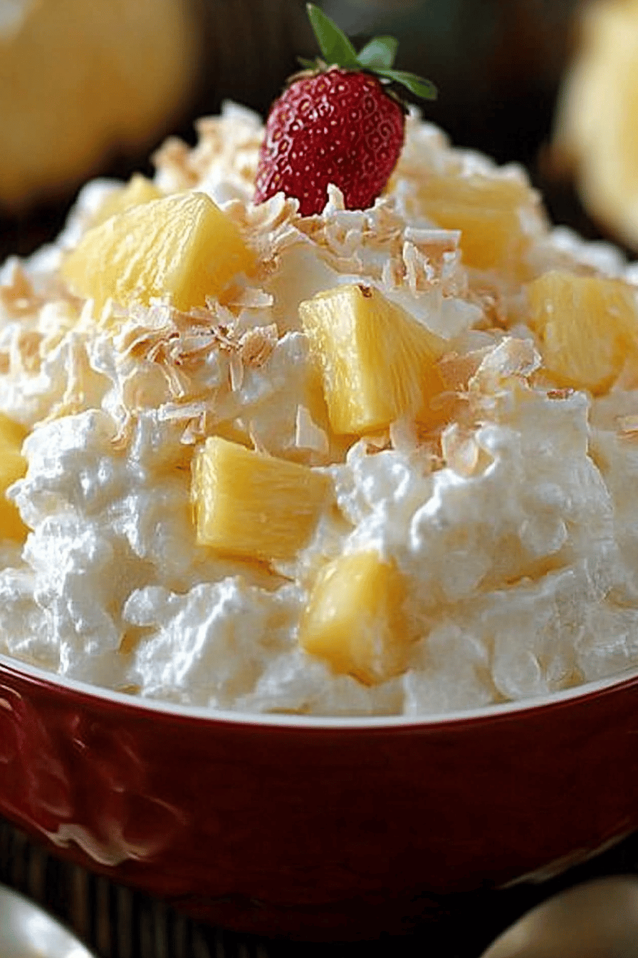 Hawaiian Pineapple Coconut Fluff ingredients organized and measured on kitchen counter