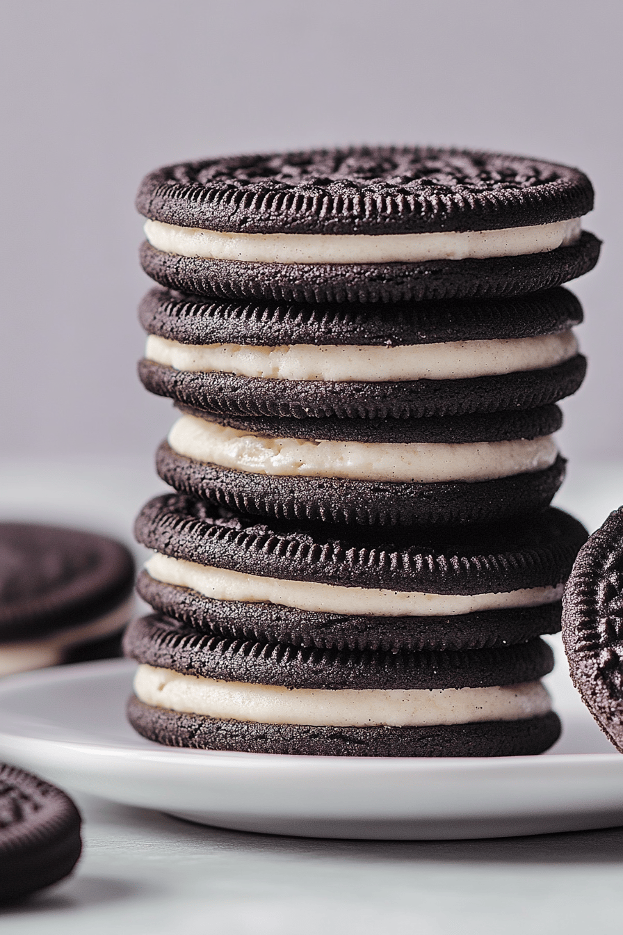 Homemade Oreo Cookies final dish beautifully presented and ready to serve