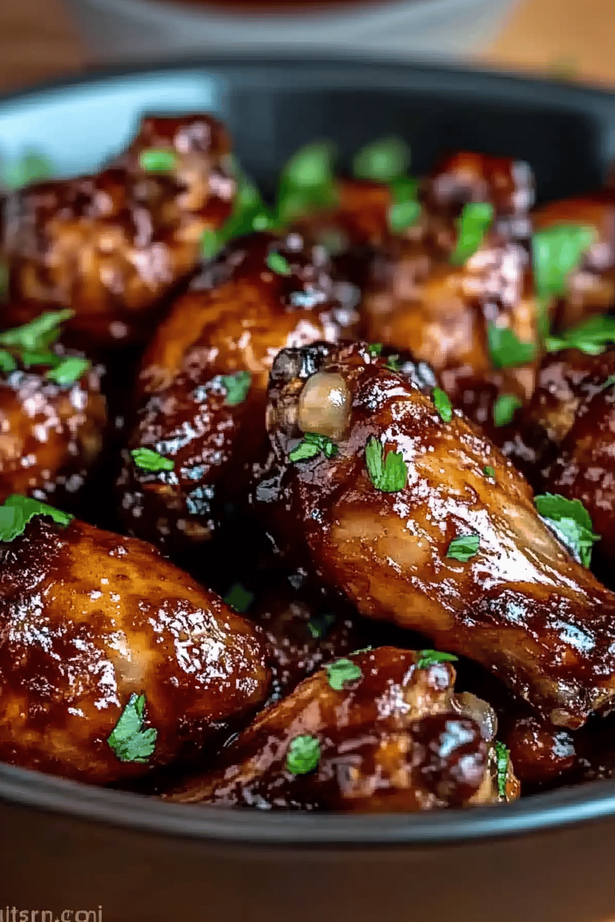 Honey Garlic Jerk Chicken Wings slice on plate showing perfect texture and swirl pattern