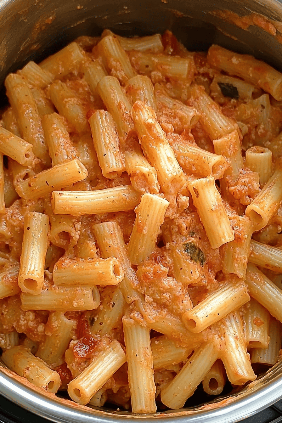 Instant Pot Baked Ziti final dish beautifully presented and ready to serve