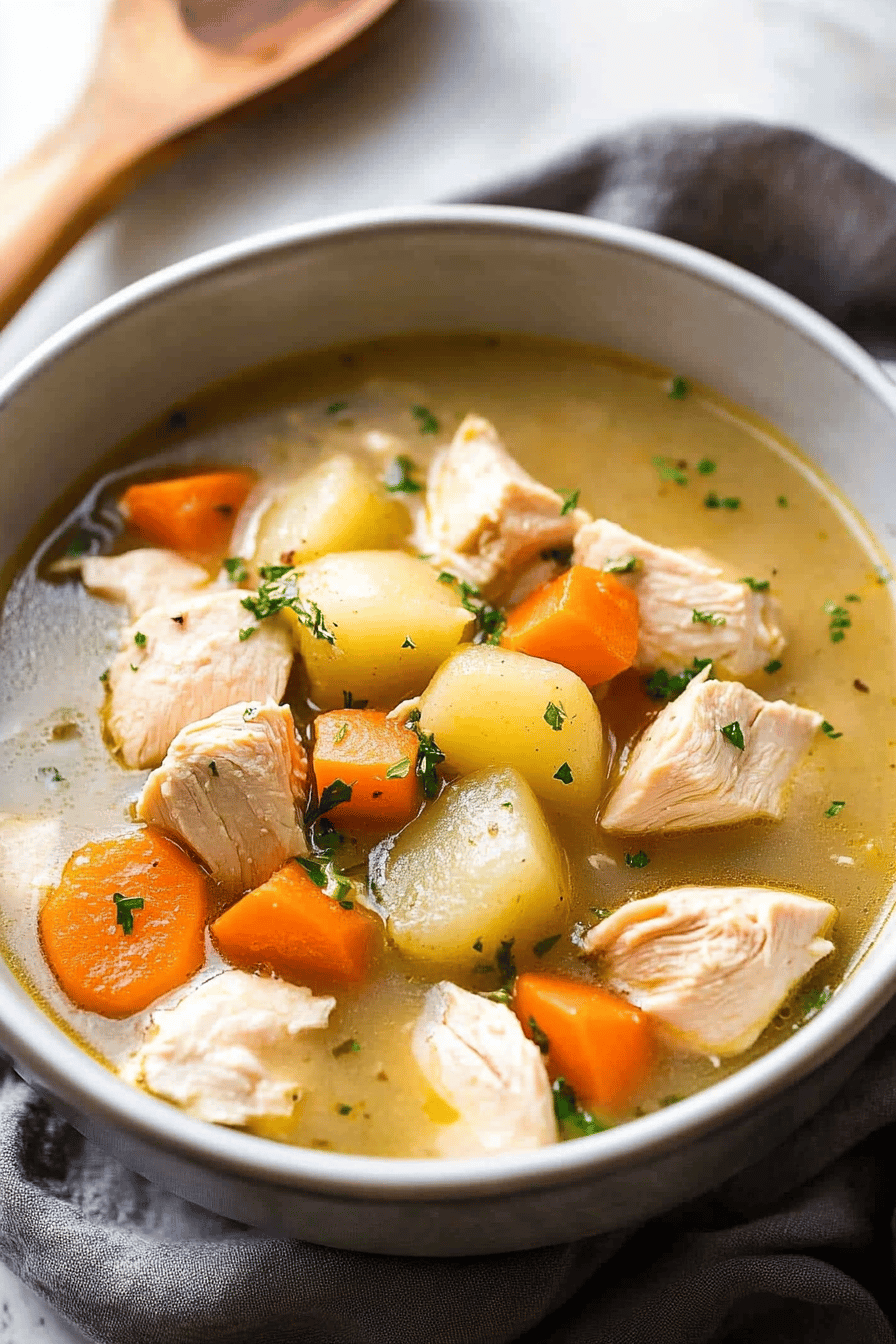 Instant Pot Chicken Stew final dish beautifully presented and ready to serve