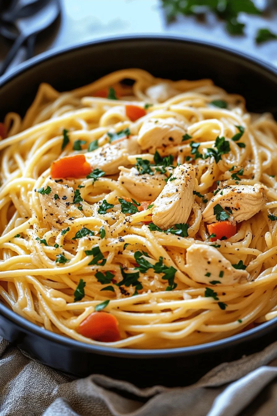 Italian Chicken Pasta Recipes slice on plate showing perfect texture and swirl pattern
