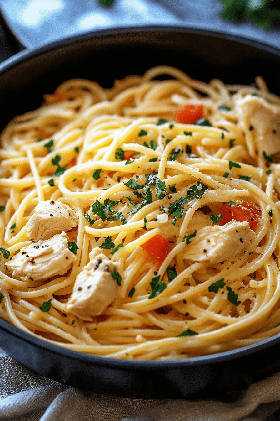 Italian Chicken Pasta Recipes final dish beautifully presented and ready to serve