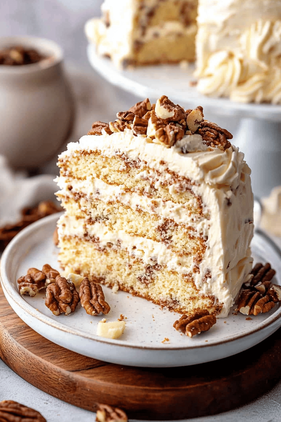 Italian Cream Cake final dish beautifully presented and ready to serve