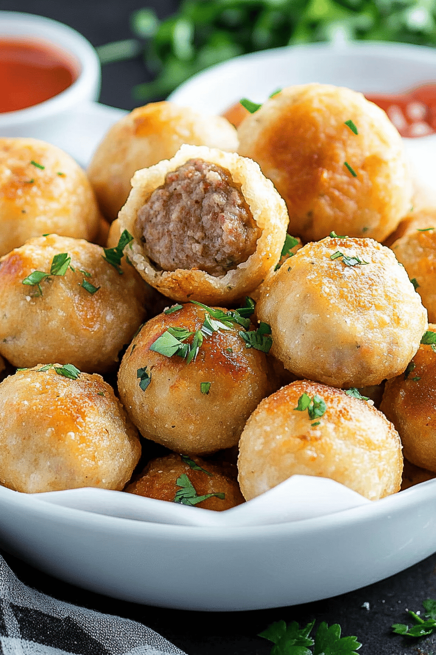 Italian Meatball Bites slice on plate showing perfect texture and swirl pattern