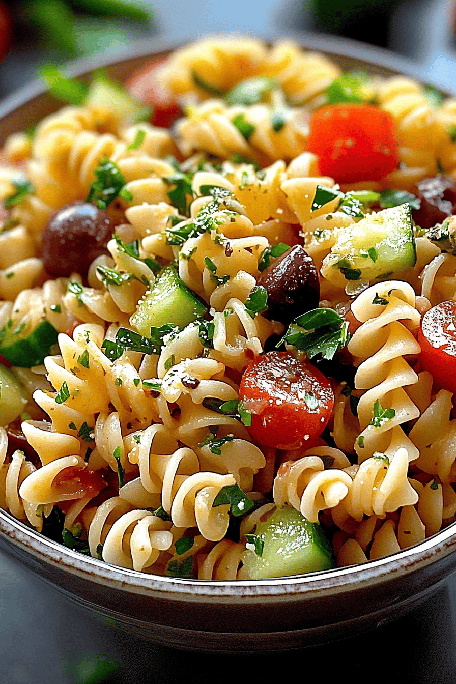 Italian Pasta Salad final dish beautifully presented and ready to serve