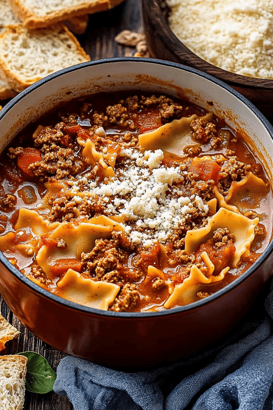 Lasagna Soup final dish beautifully presented and ready to serve