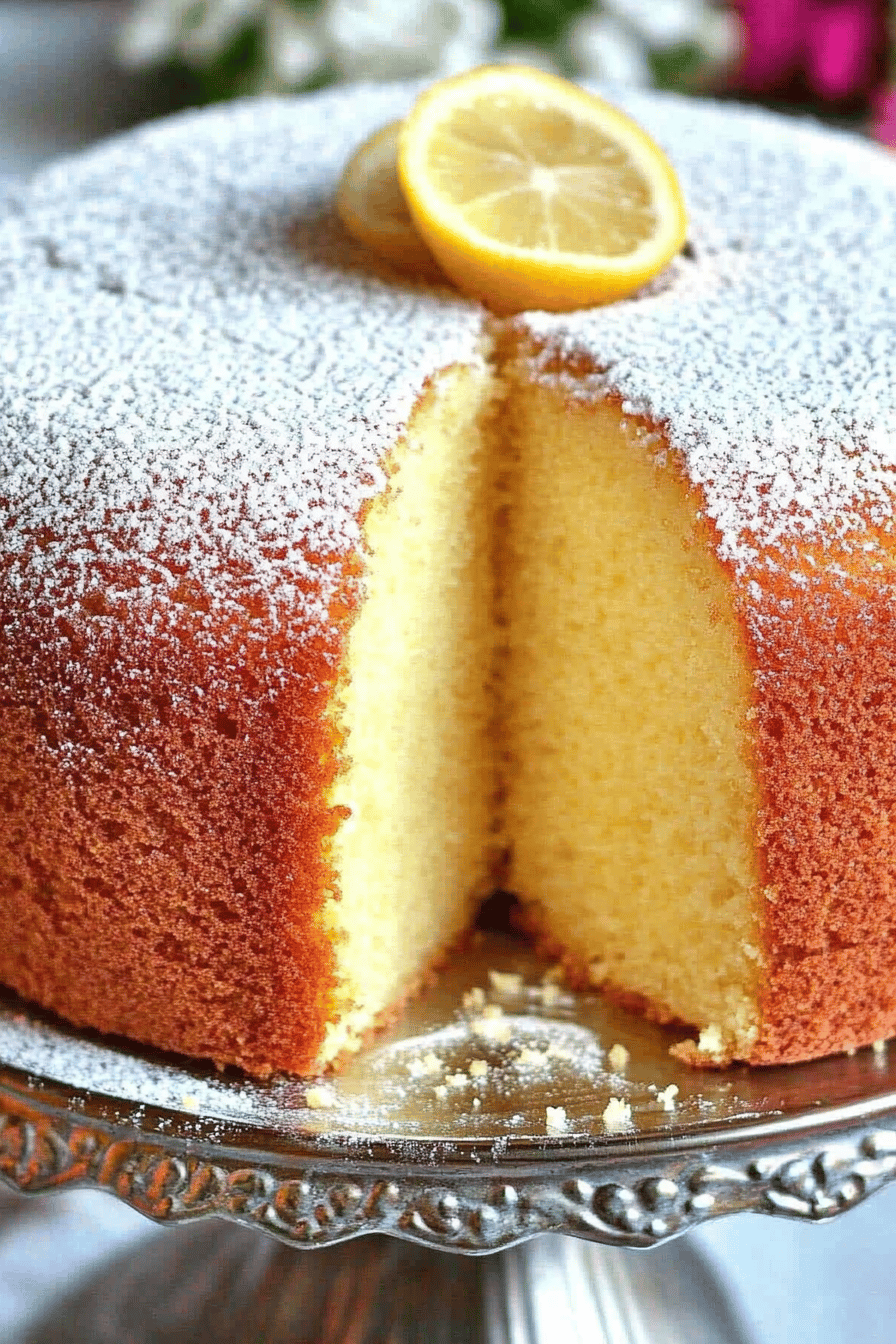 Lemon Pound Cake Recipe slice on plate showing perfect texture and swirl pattern