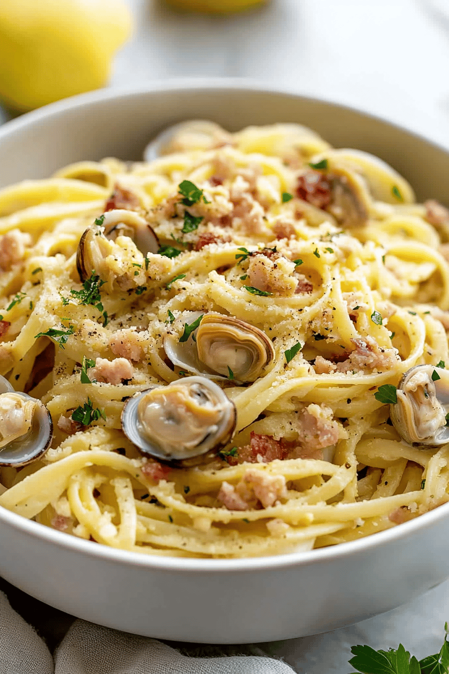 Linguine with Clams Recipe final dish beautifully presented and ready to serve