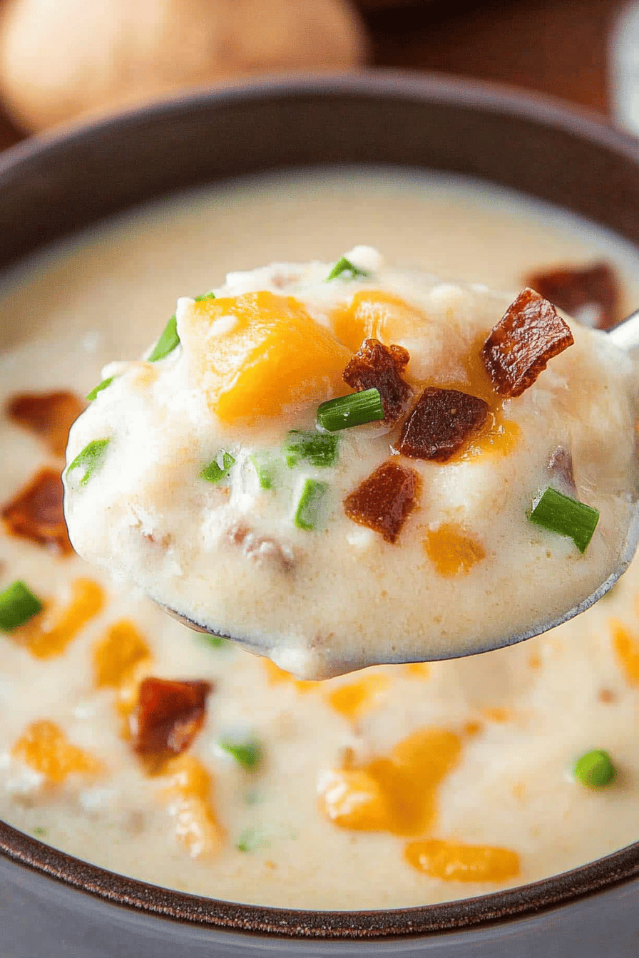 Loaded Baked Potato Soup final dish beautifully presented and ready to serve