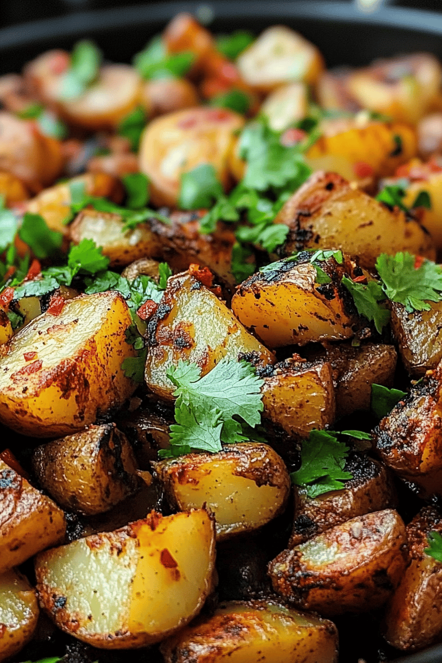 Mexican Potatoes final dish beautifully presented and ready to serve