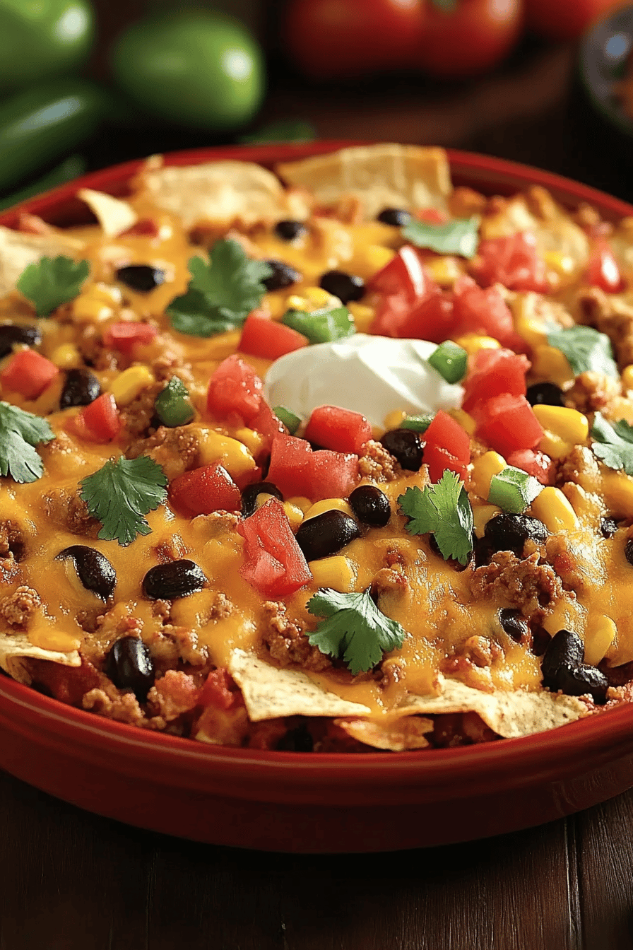 Mexican Tortilla Casserole final dish beautifully presented and ready to serve