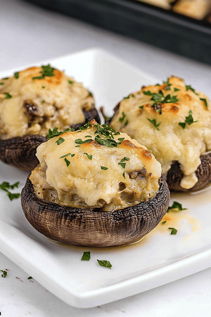 Olive Garden Stuffed Mushrooms ingredients organized and measured on kitchen counter
