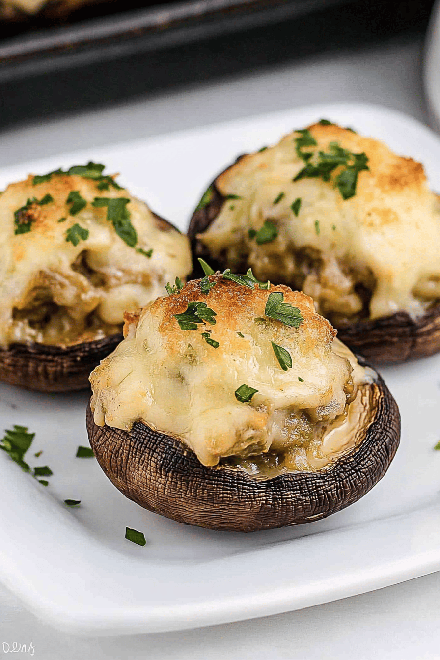 Olive Garden Stuffed Mushrooms final dish beautifully presented and ready to serve